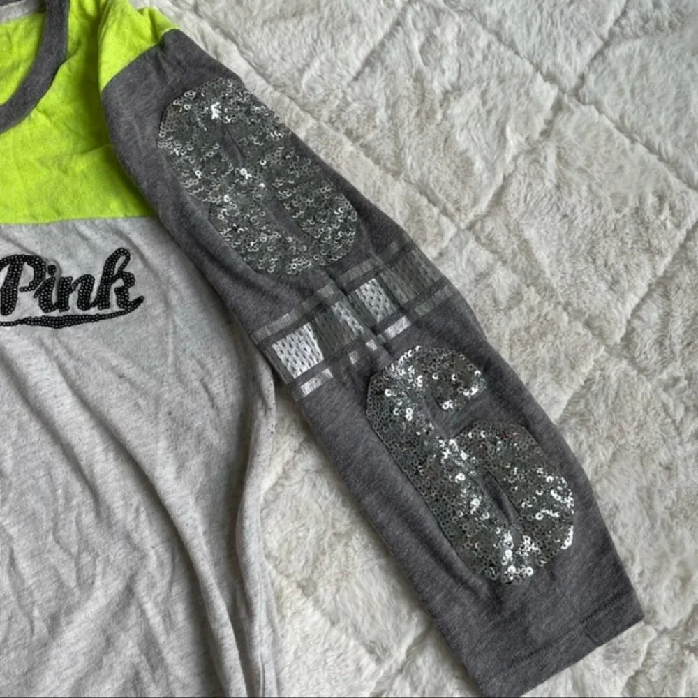 Victoria’s Secret PINK | Retro Sequin 3/4 Length Sleeve Tee | Size Extra Small